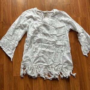 White cover up dress with fringe